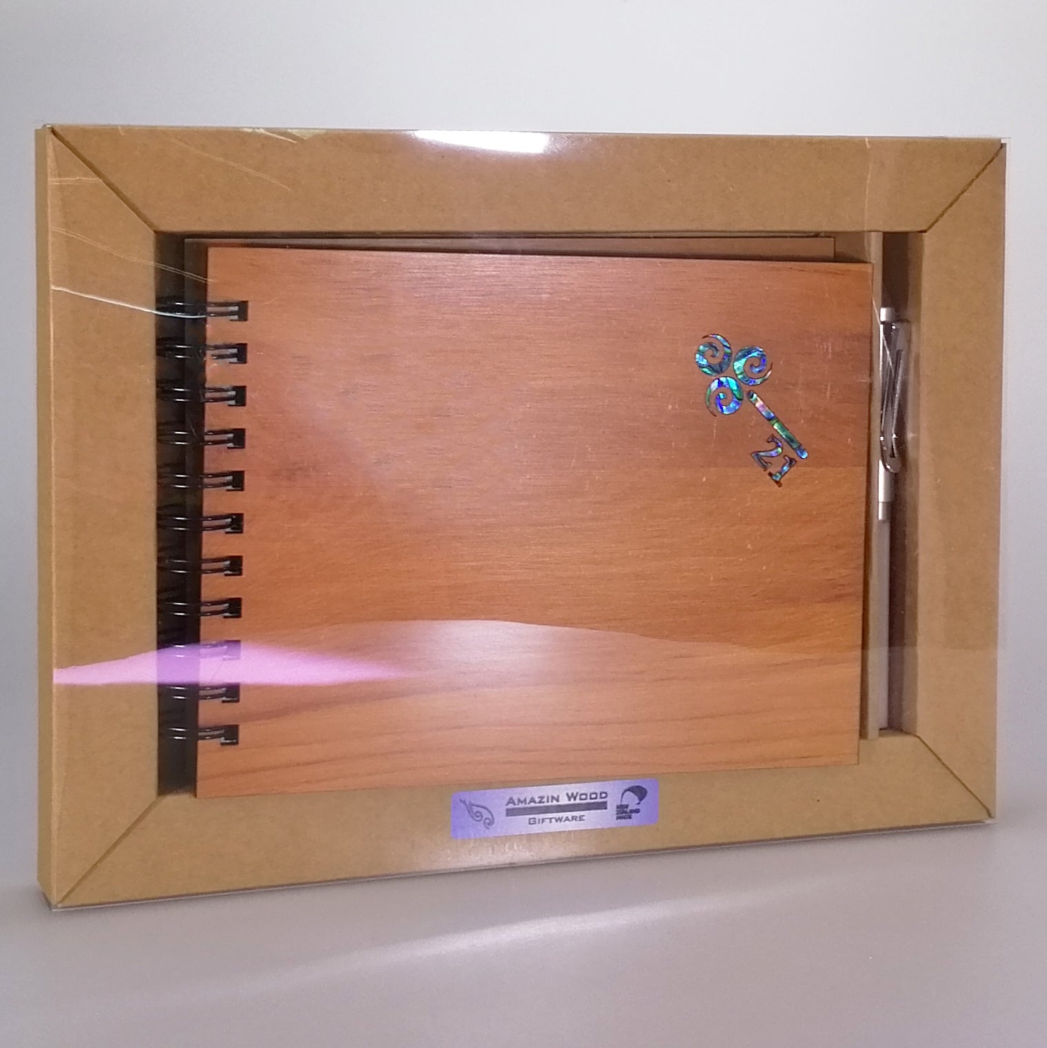 21st Wooden Wishes Book with Paua Inlay