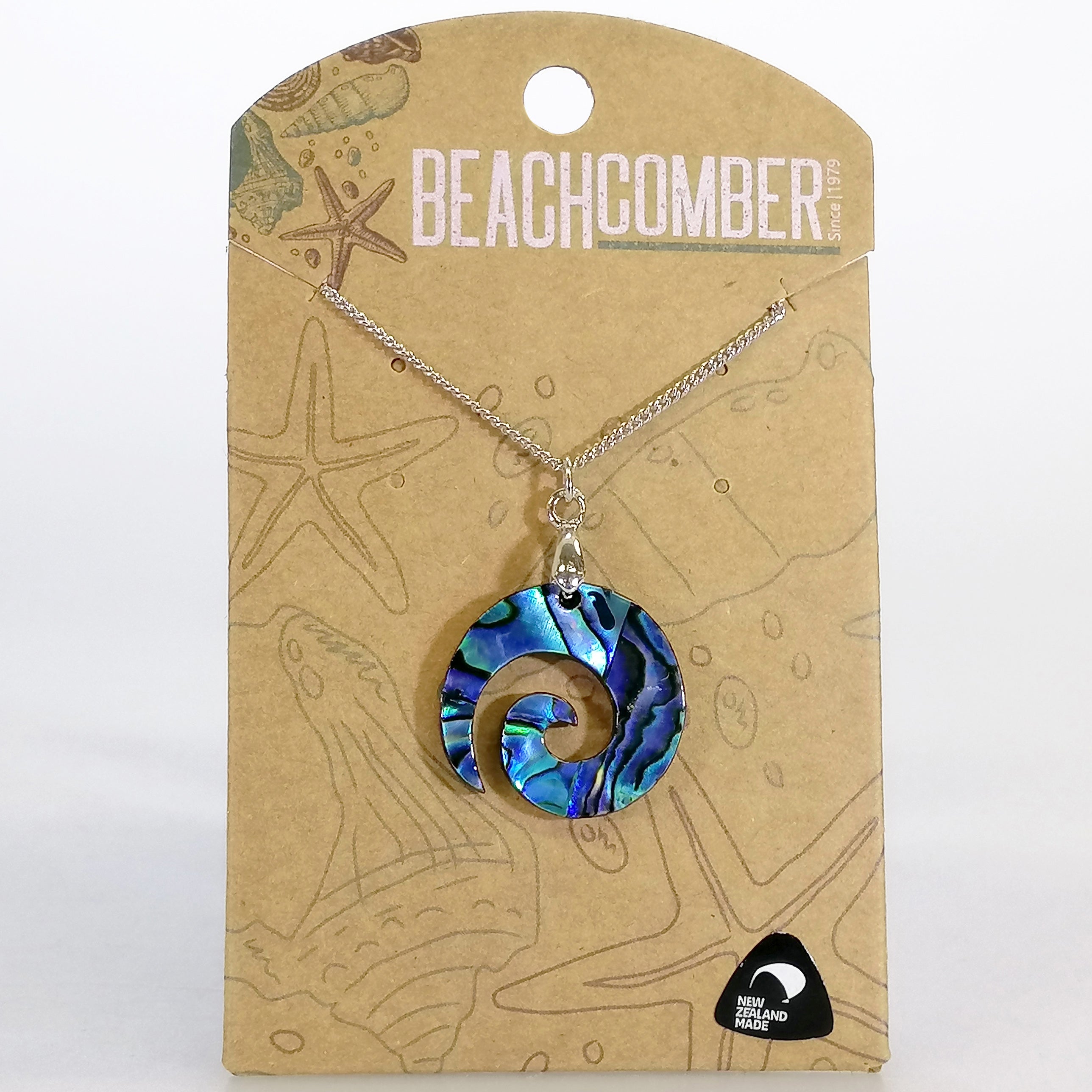 Paua Pendant - Small Koru