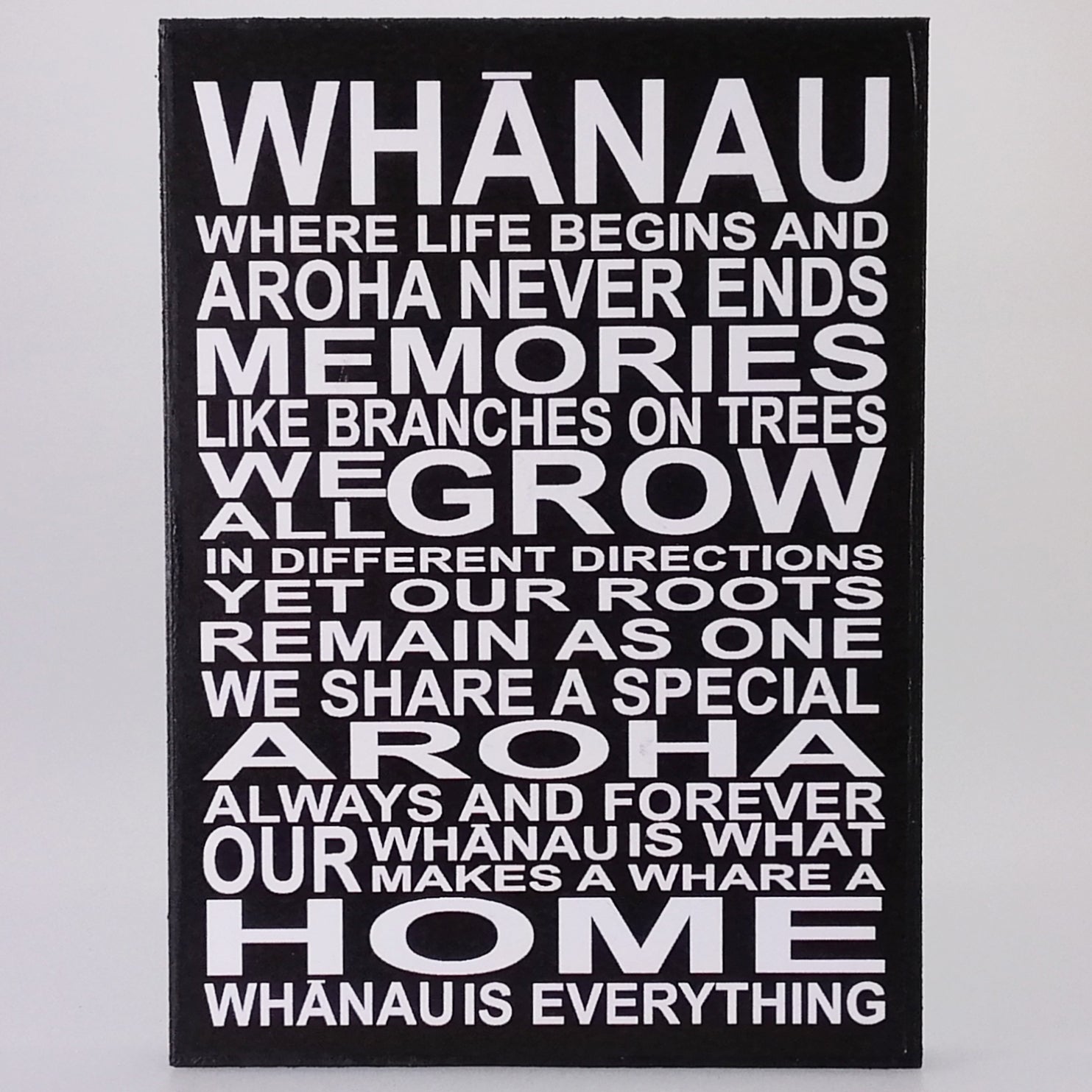Small 'Whanau is Everything' Plaque Sign