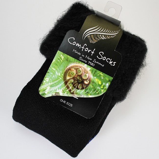 Comfort Bed Socks - Black Pukeko