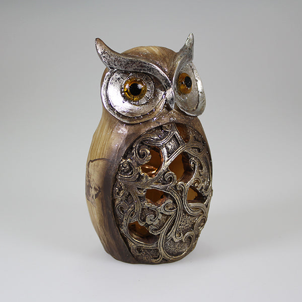 Silver Owl with LED Lights (11cm)