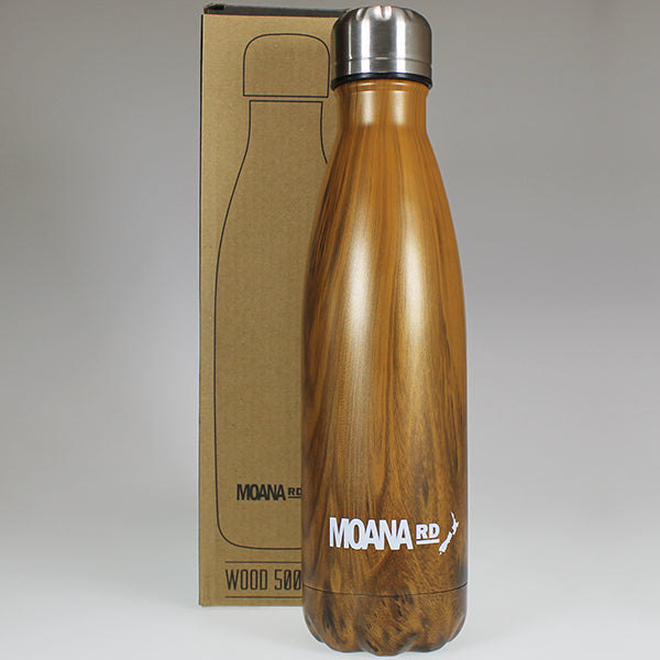 Stainless Steel Insulated Drink Bottle - Wood-Look - 500ml