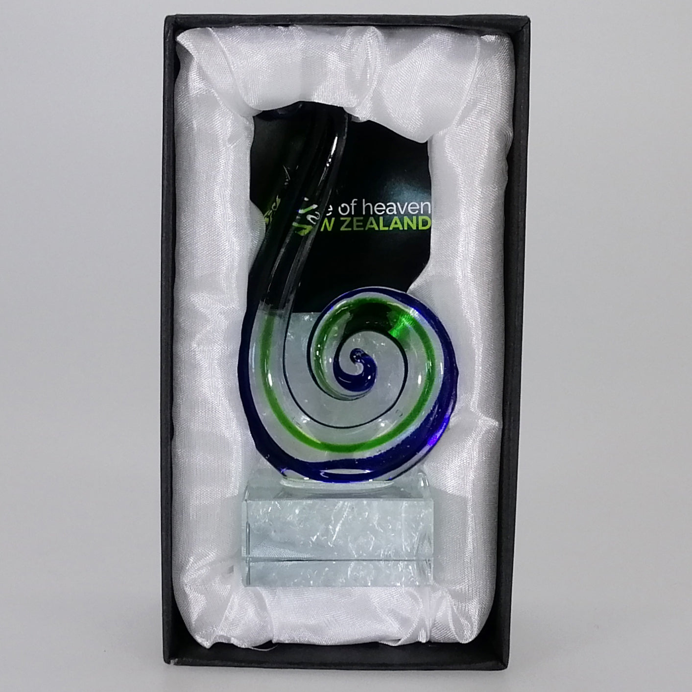 Green and Blue Glass Koru Sculpture