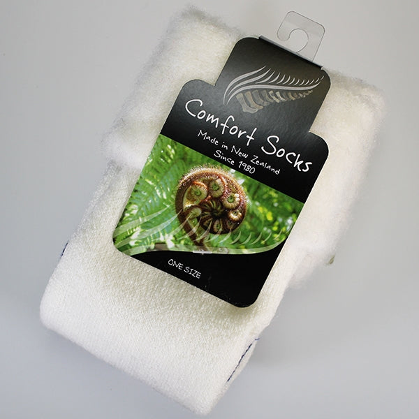 Comfort Bed Socks - White Pukeko