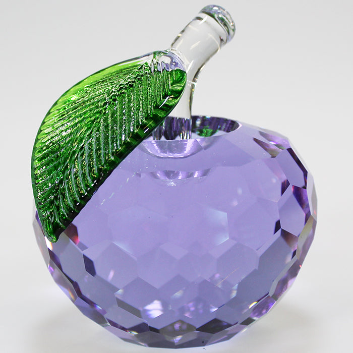 7cm Wide Cut Glass Apple - Purple