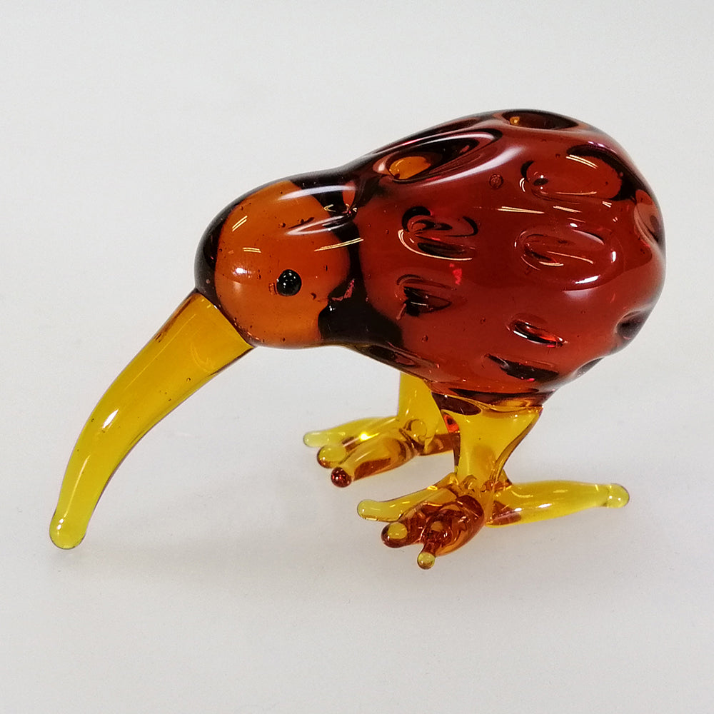 Brown Glass Kiwi Deco Figurine