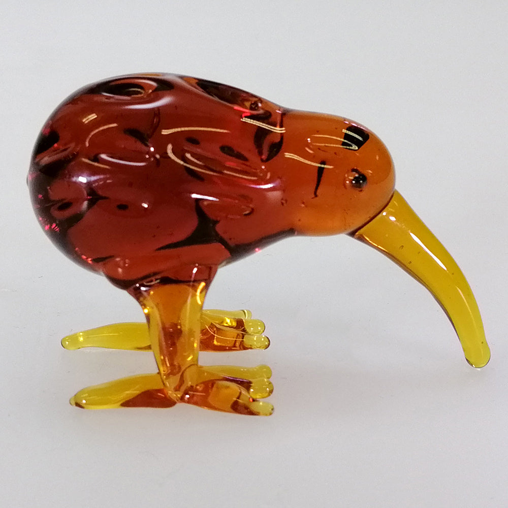 Brown Glass Kiwi Deco Figurine