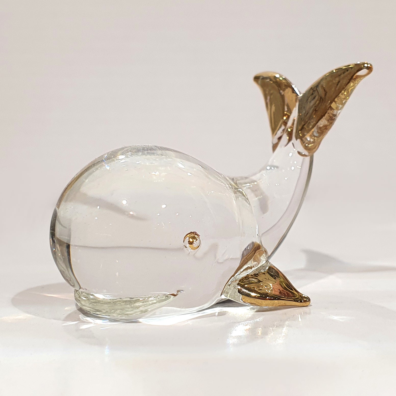 Clear Glass Deco Whale Figurine