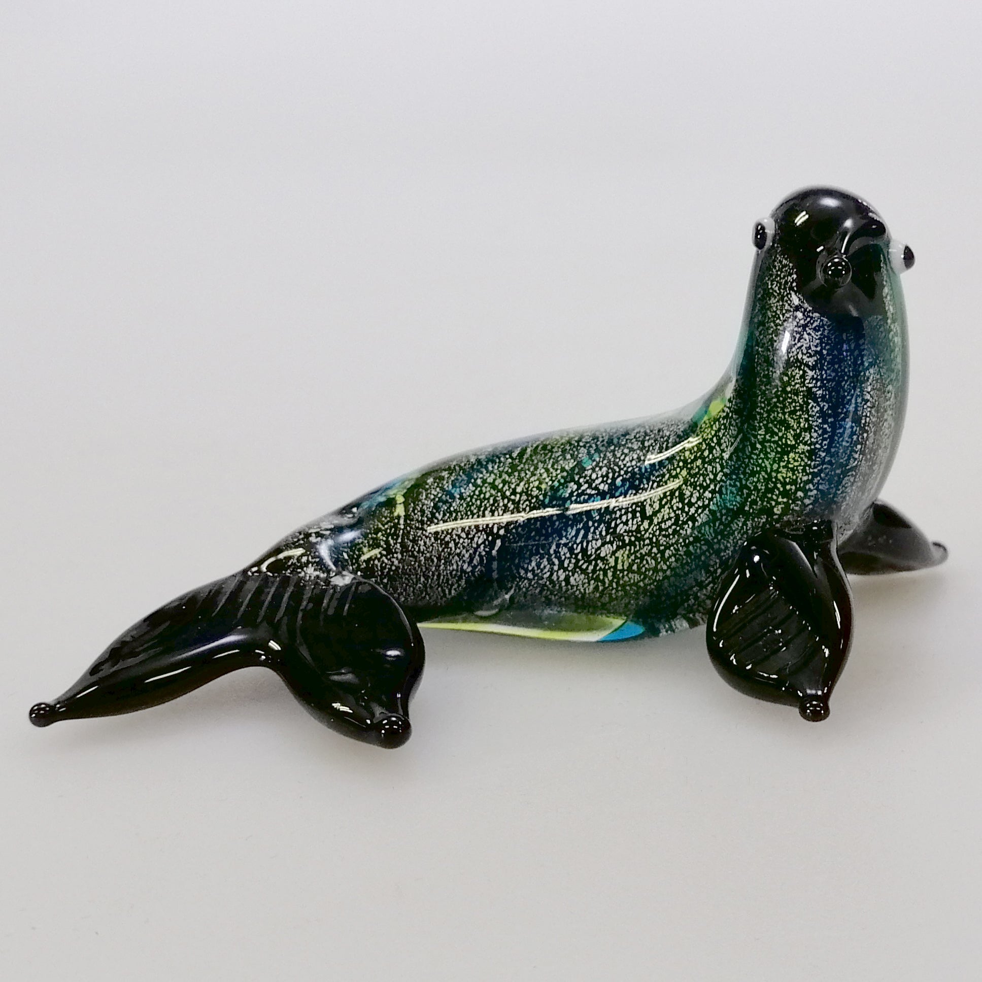 Black Paua-Look Glass Fur Seal