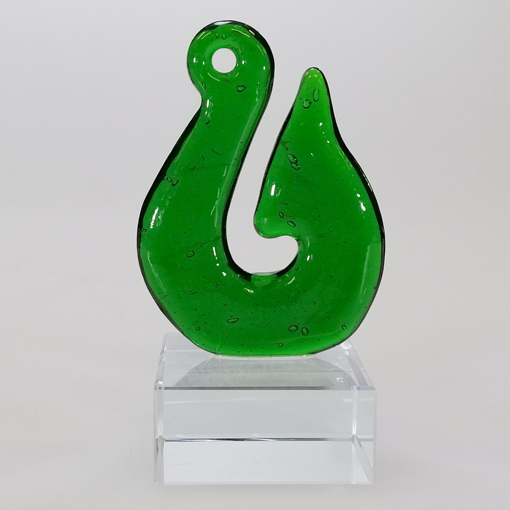 Green Glass Fish Hook Sculpture