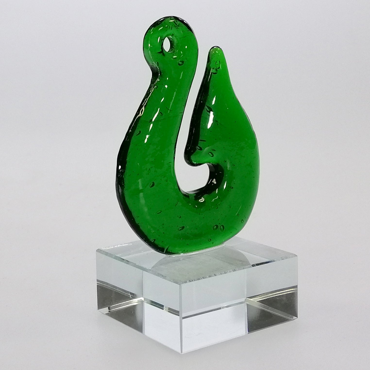 Green Glass Fish Hook Sculpture