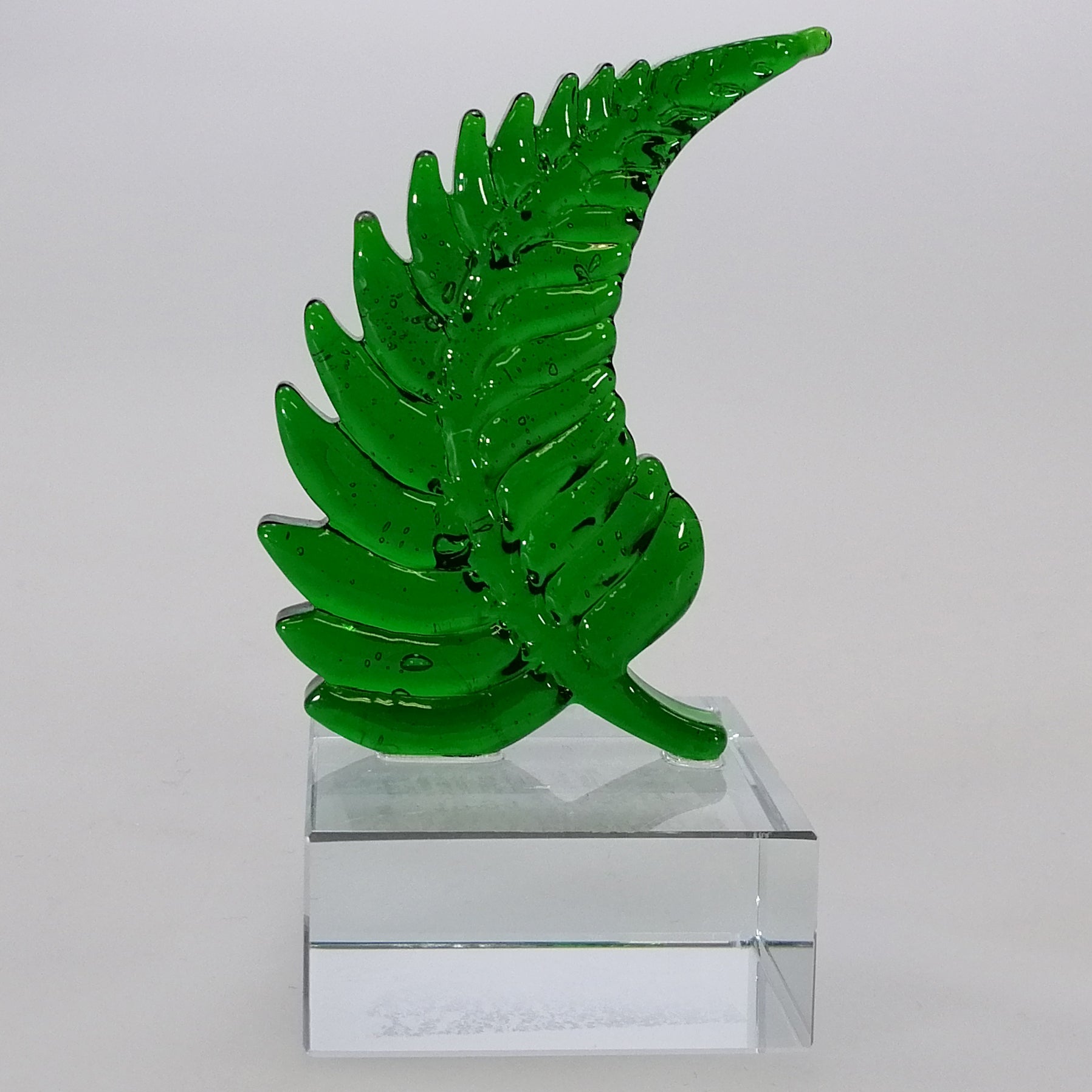 Green Glass Fern Sculpture