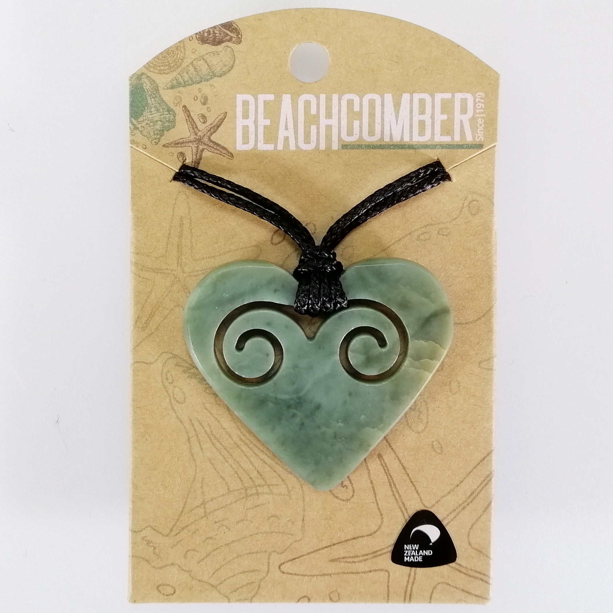 Pounamu (NZ Greenstone) Pendant - Heart - Beachcomber Range