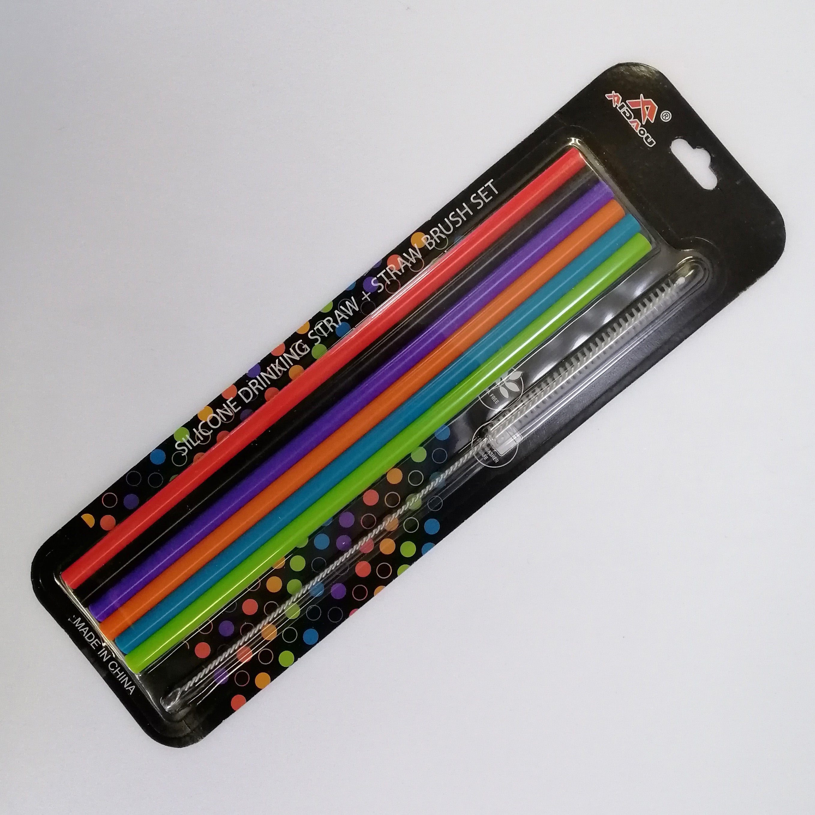 Colourful Silicone Straw Set with Cleaning Brush