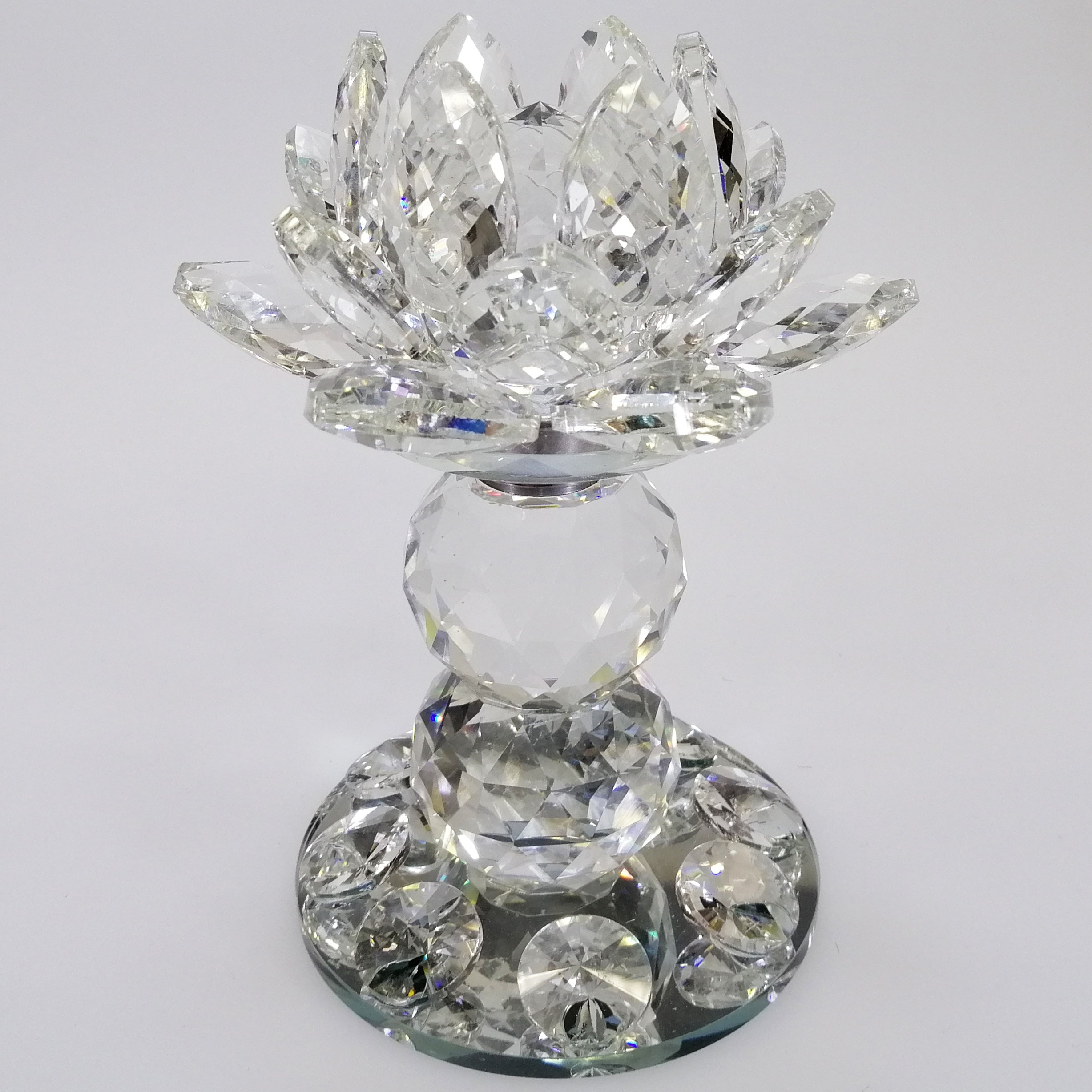 Clear Glass Lotus with Base