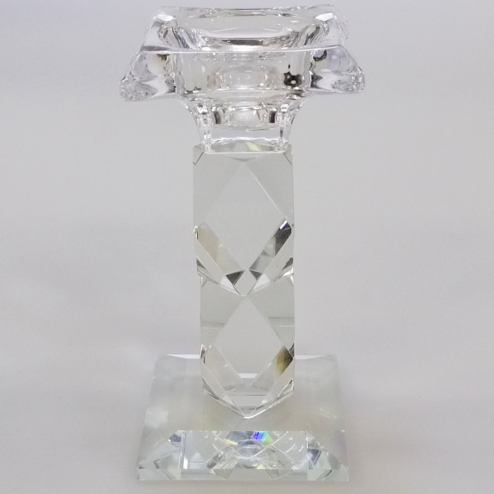 Clear Glass Candle Holder - 13.5cm