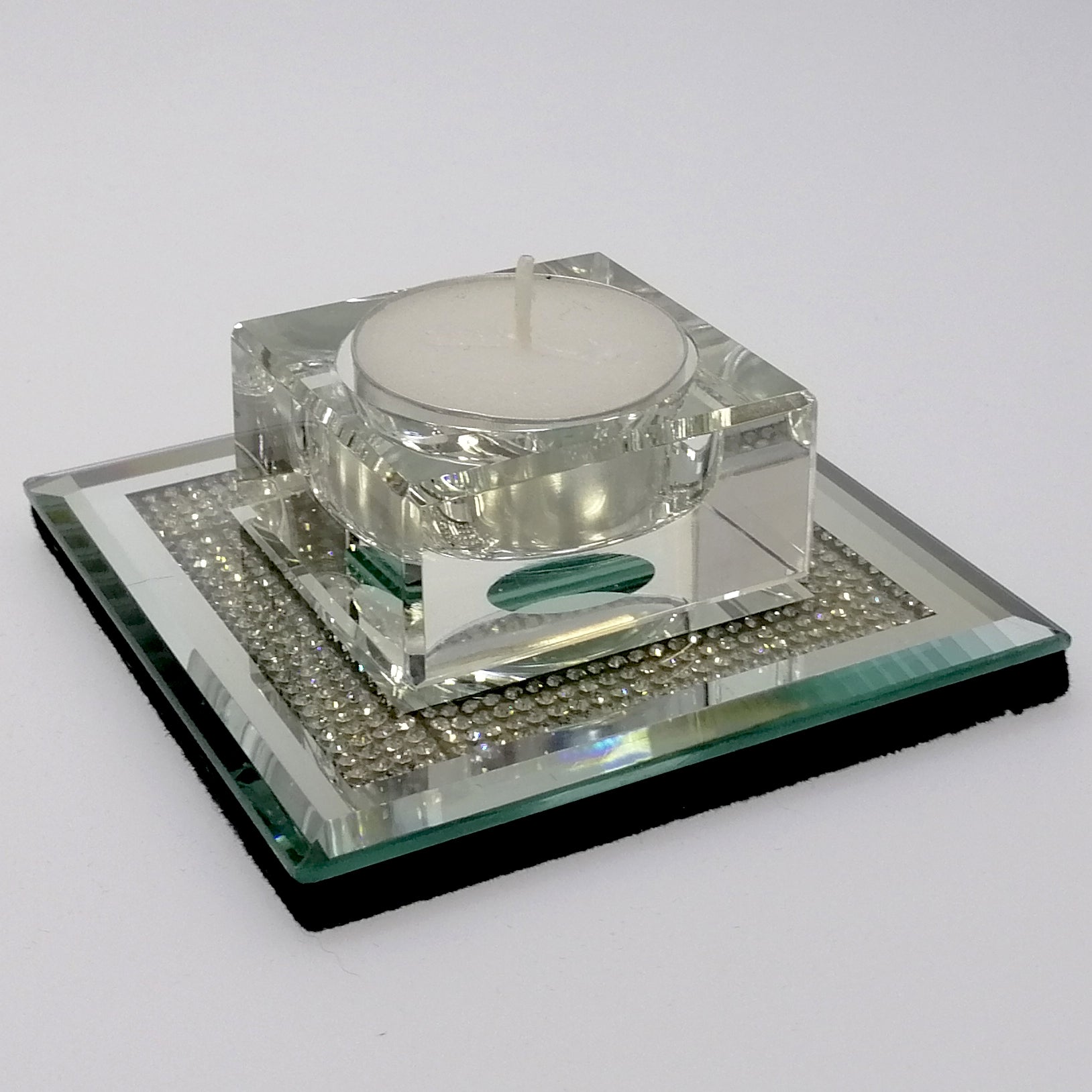 Mirror Diamante-look Tealight Holder - Single