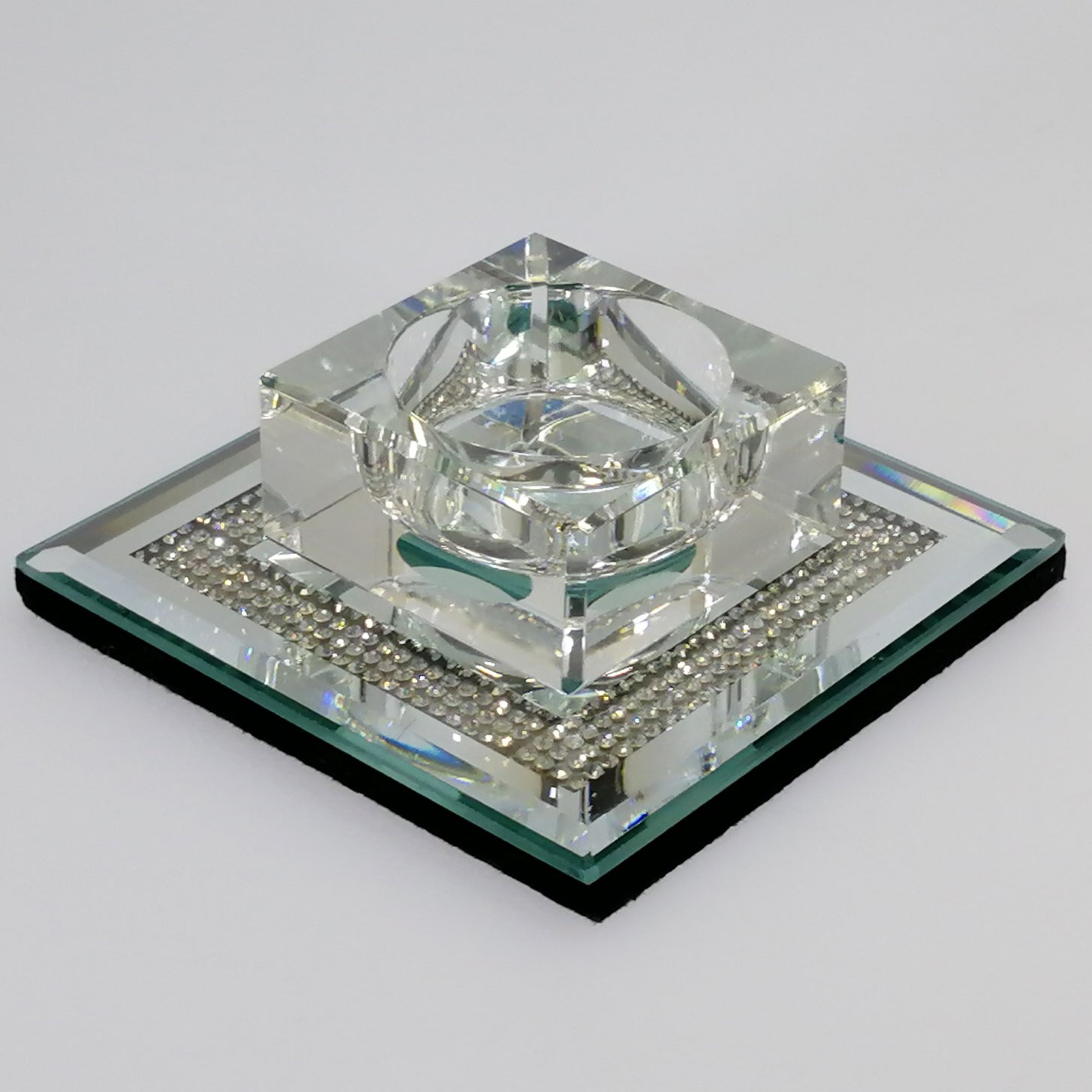 Mirror Diamante-look Tealight Holder - Single