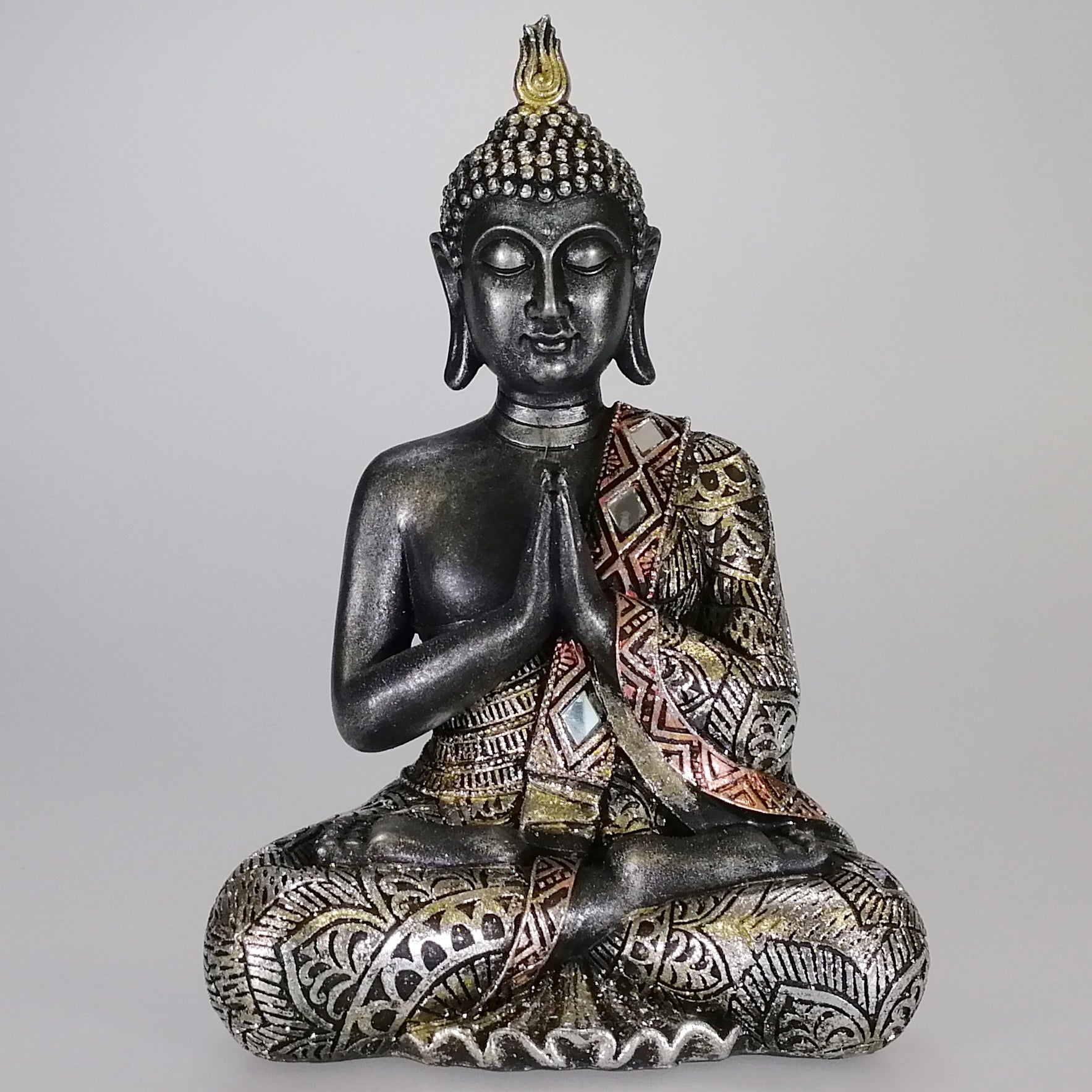 Buddha Figure - Painted Silver and Rose Gold - 23cm