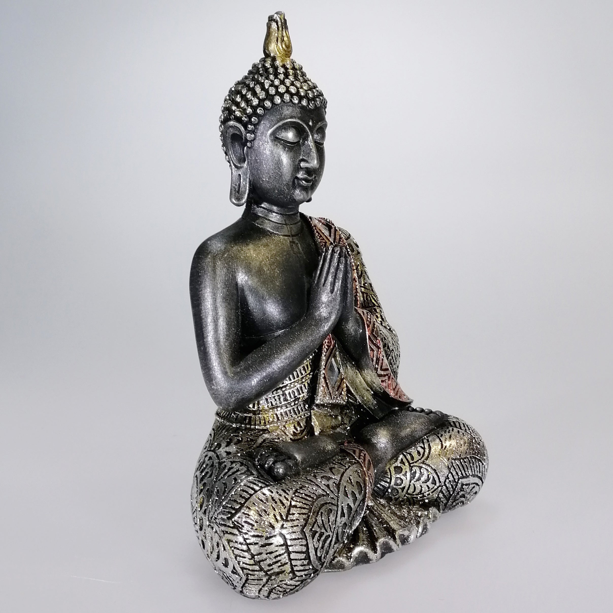 Buddha Figure - Painted Silver and Rose Gold - 23cm