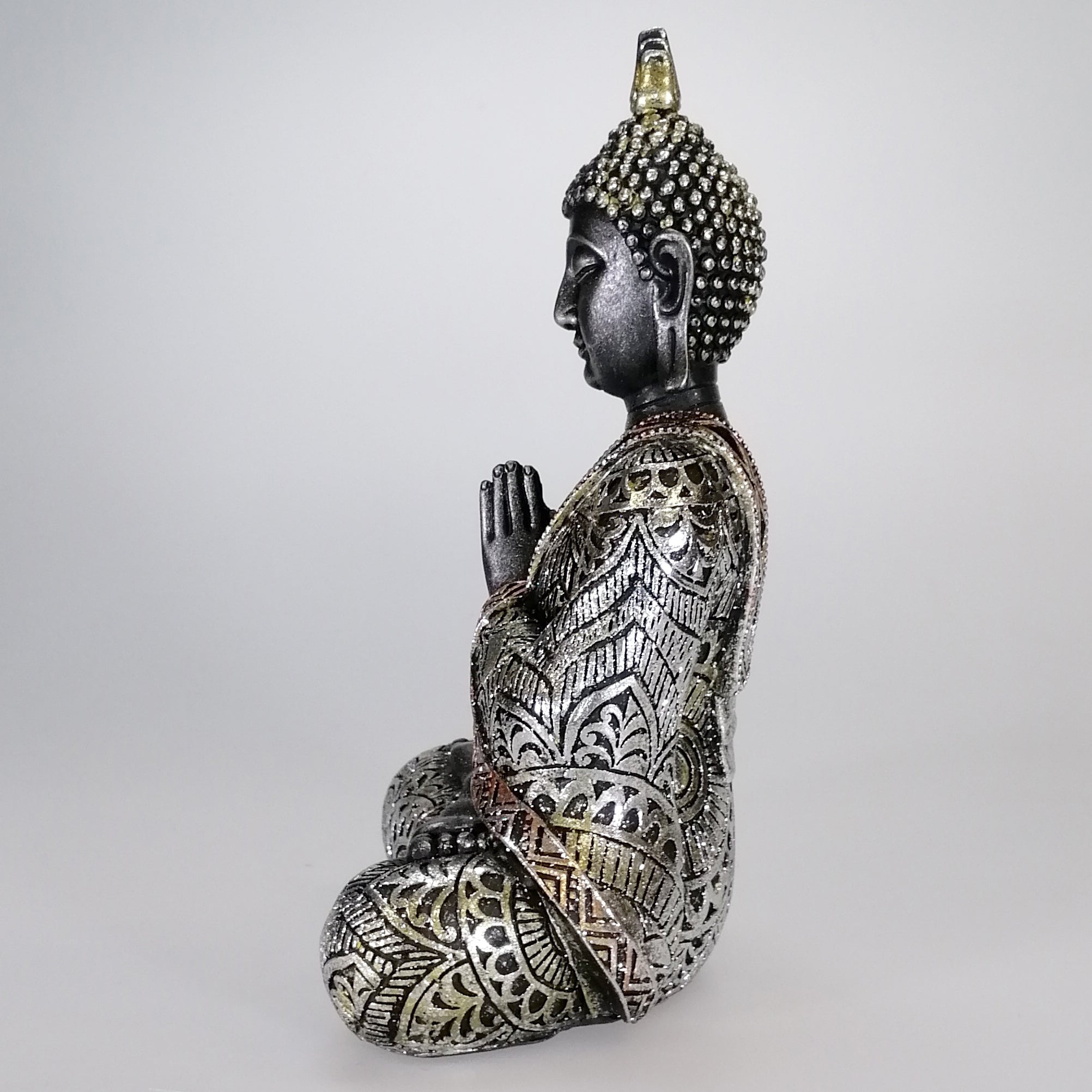Buddha Figure - Painted Silver and Rose Gold - 23cm