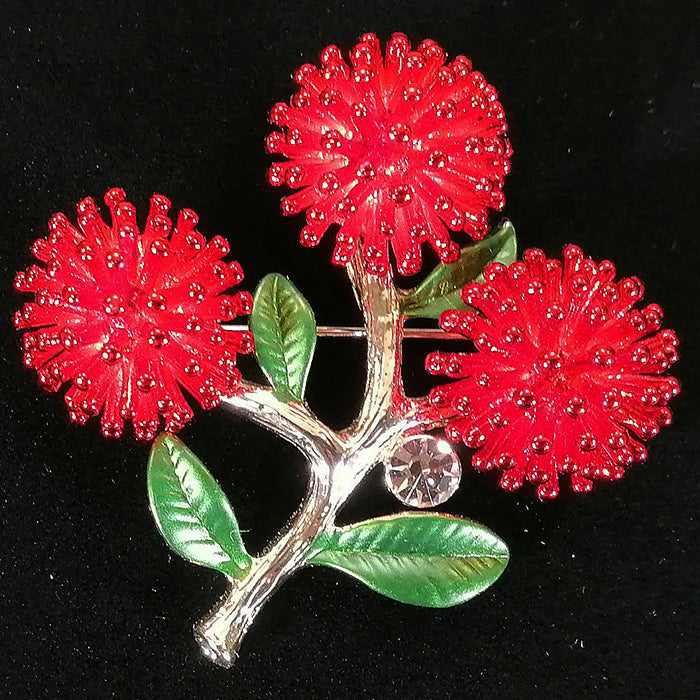 Pohutukawa Brooch with Diamante