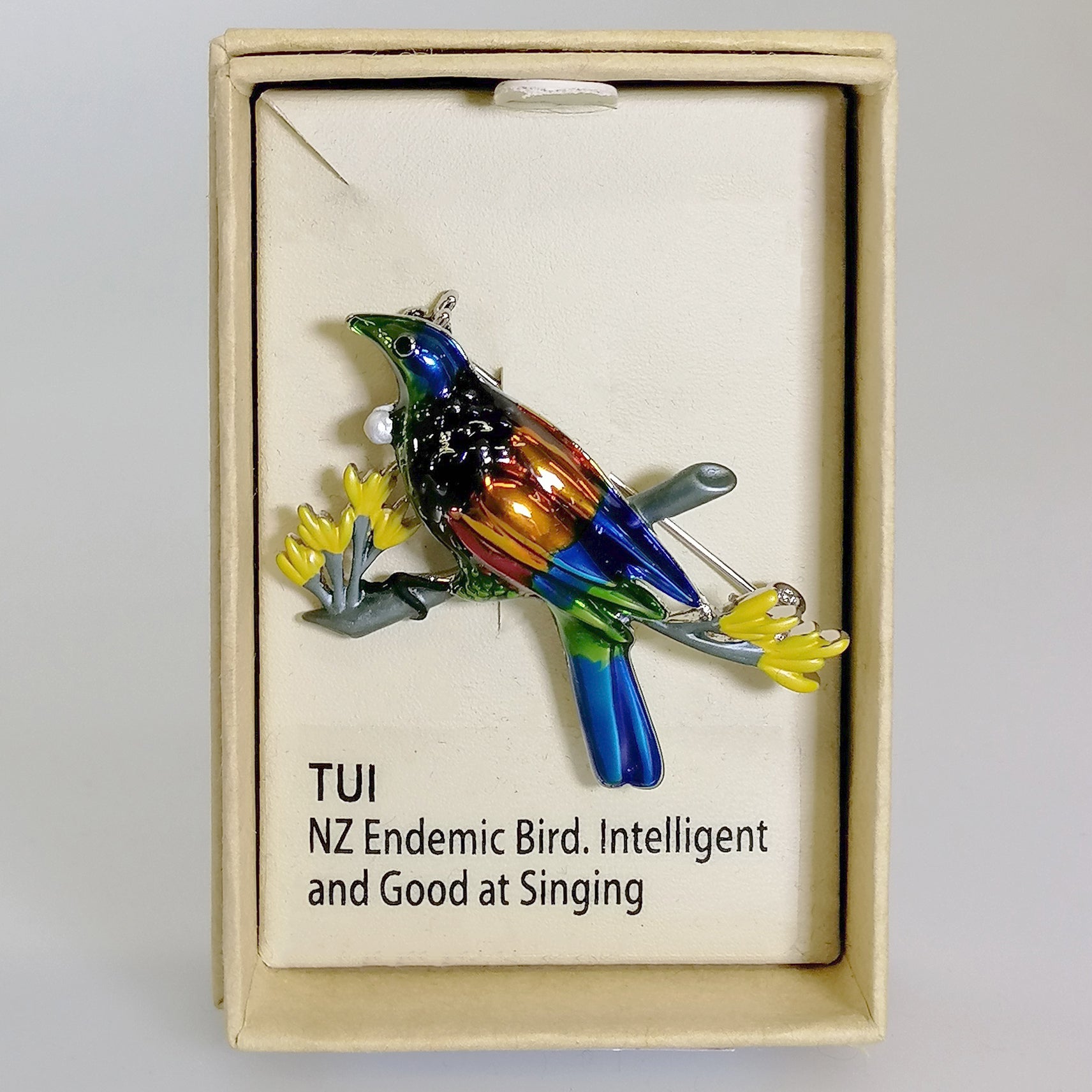 Kiwicraft - Colourful Rhodium Tui Brooch