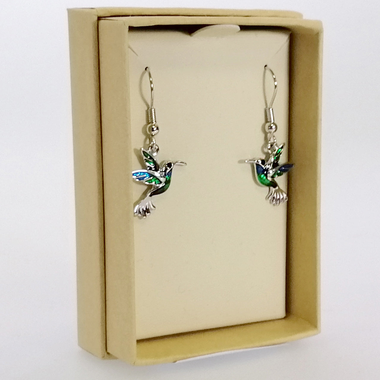 Kiwicraft - Blue & Green Hummingbird Earrings