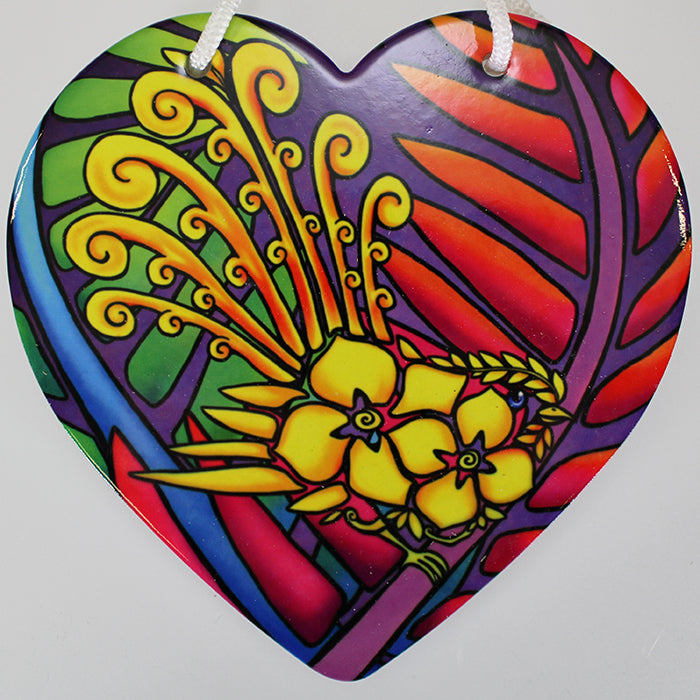 Bright Fantail Ceramic Heart Wall Hanging