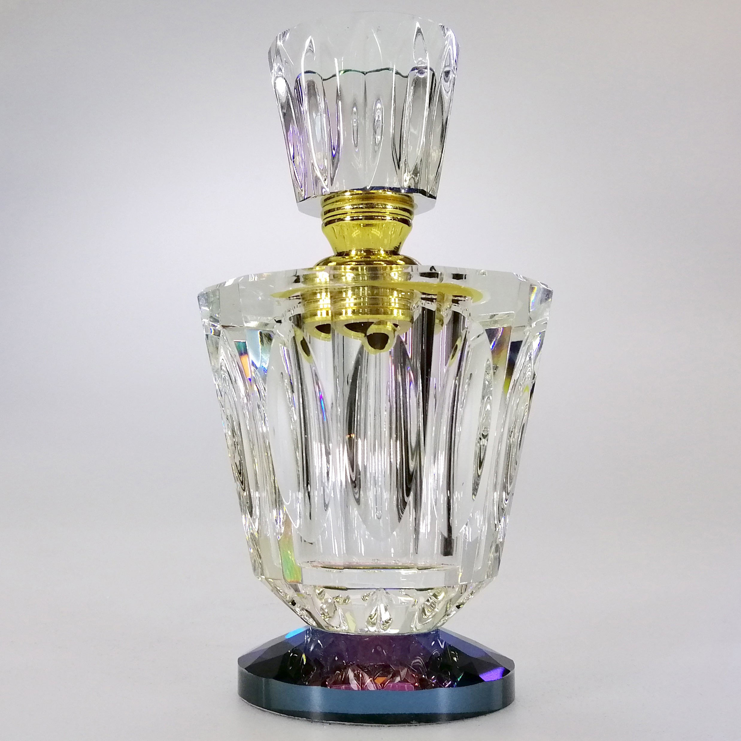 Iridescent Cut Glass Perfume Bottle - Large