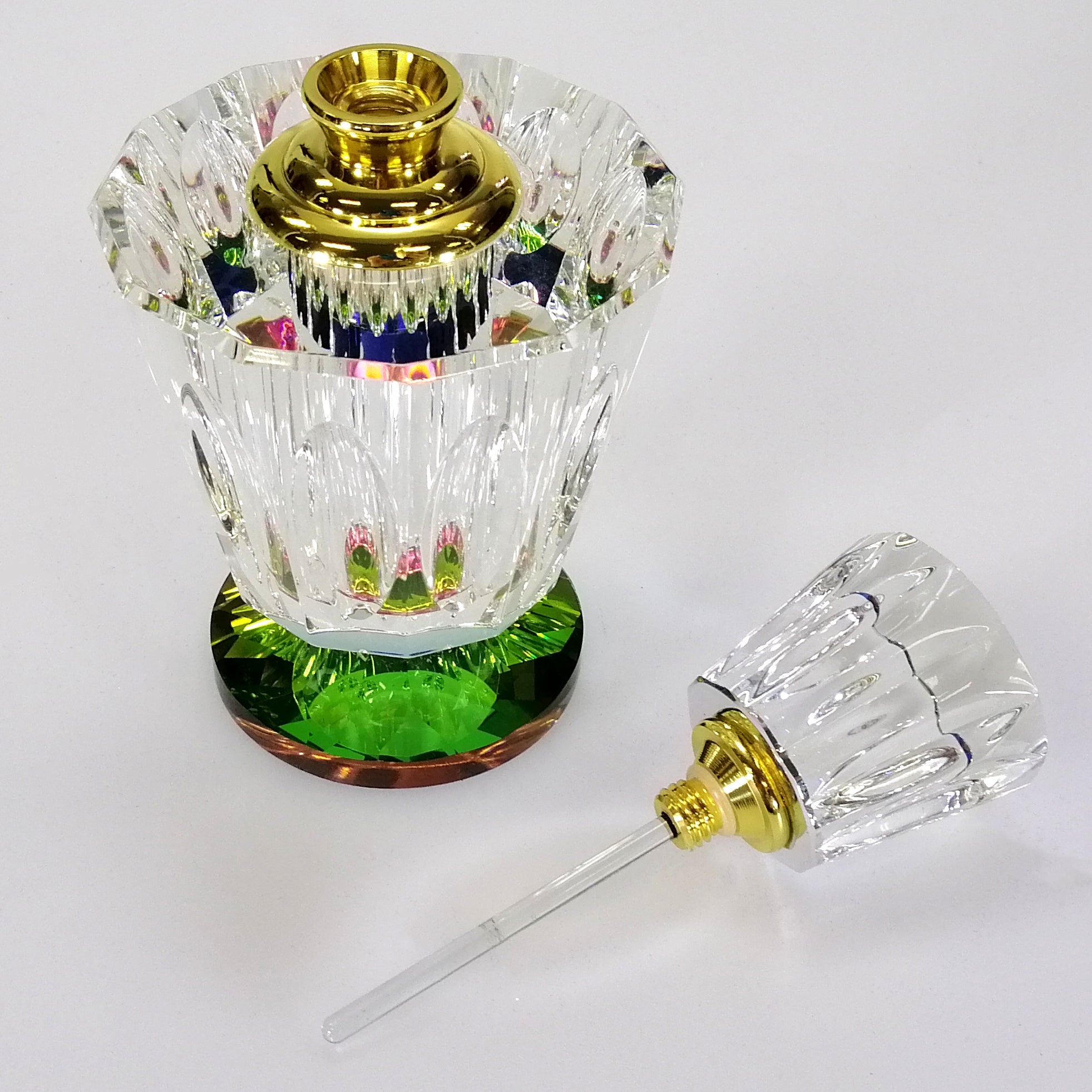 Iridescent Cut Glass Perfume Bottle - Large