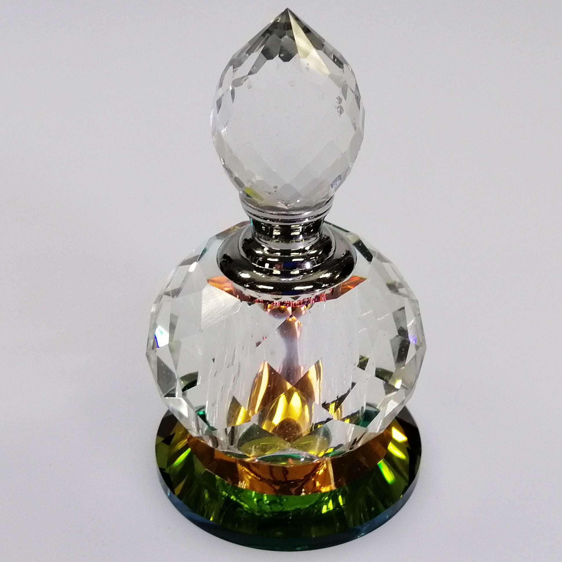 Iridescent Cut Glass Teardrop Perfume Bottle