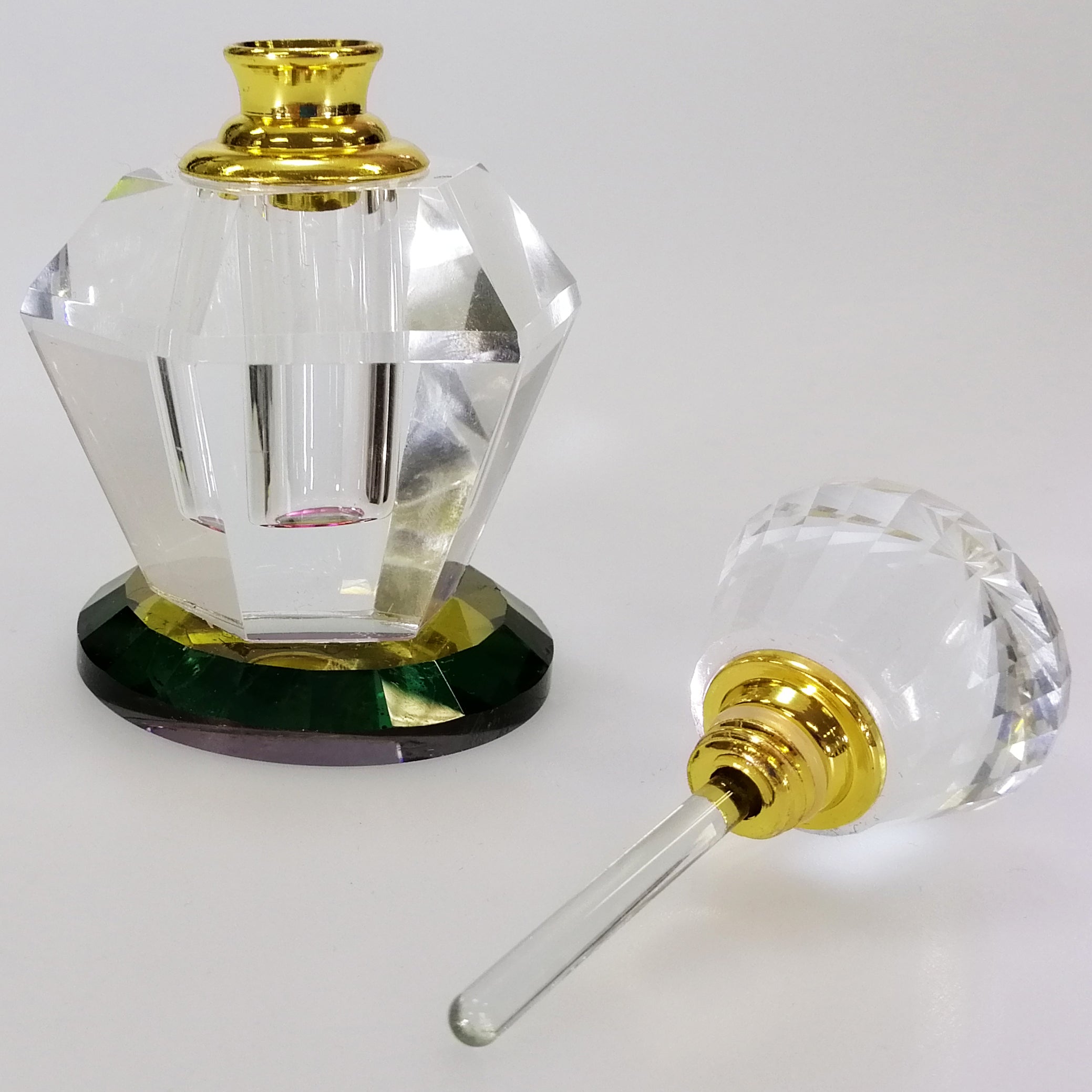 Iridescent Cut Glass Perfume Bottle