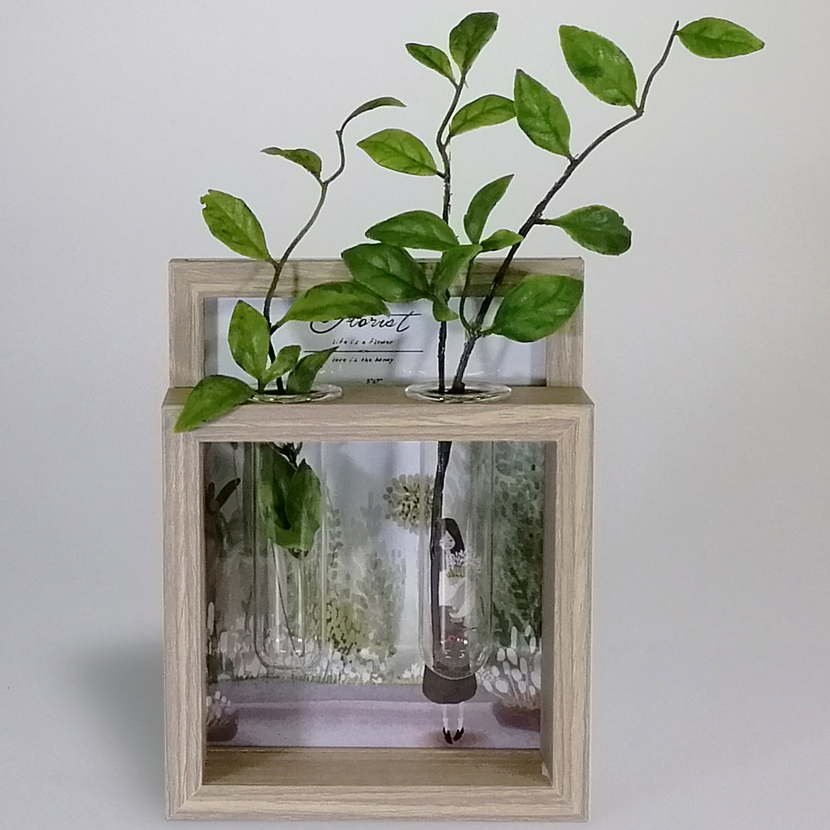 Grey Hinged Photo Frame with Tube Vases - 5"x 7"