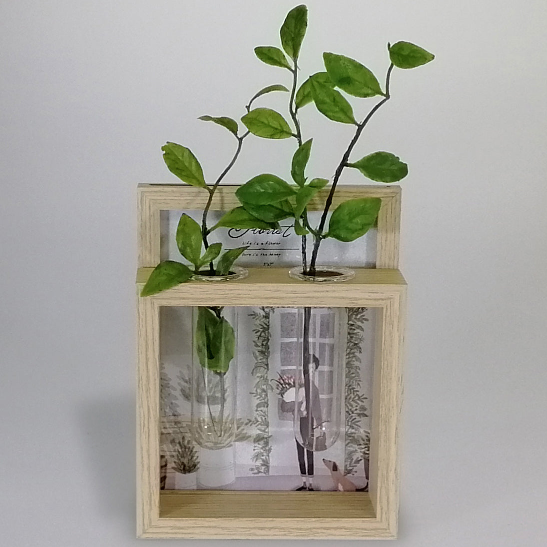 Light Hinged Photo Frame with Tube Vases - 5"x 7"