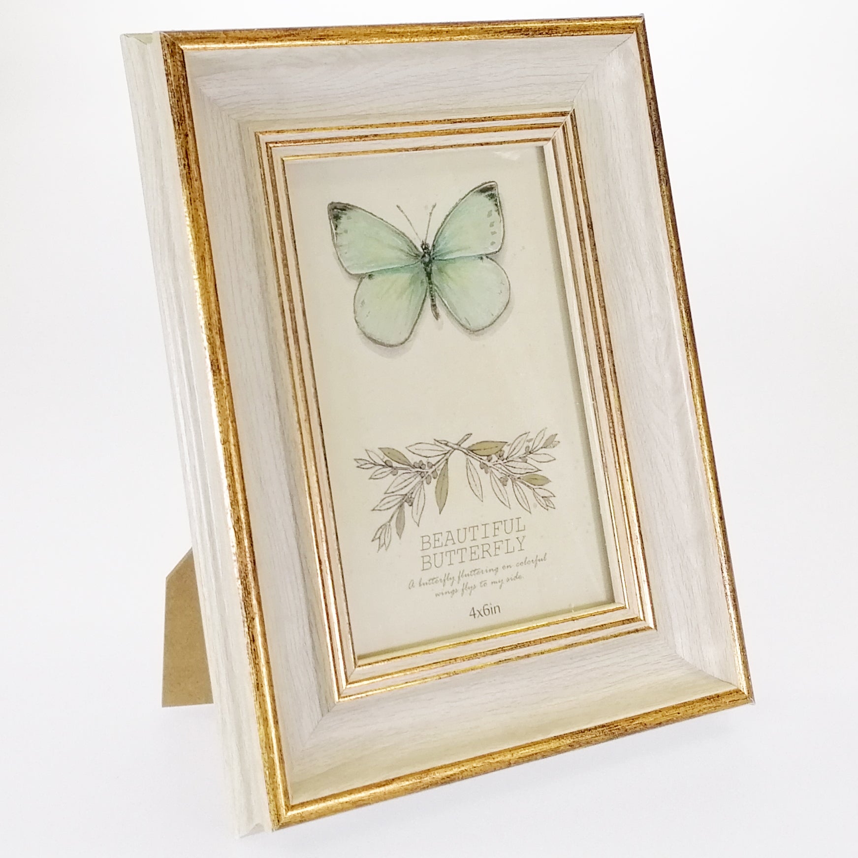 Cream Gold Edge Wooden-Look Frame - 6" x 4"