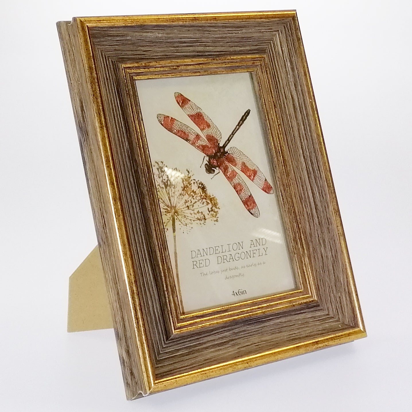 Brown Gold Edge Wooden-Look Frame - 6" x 4"