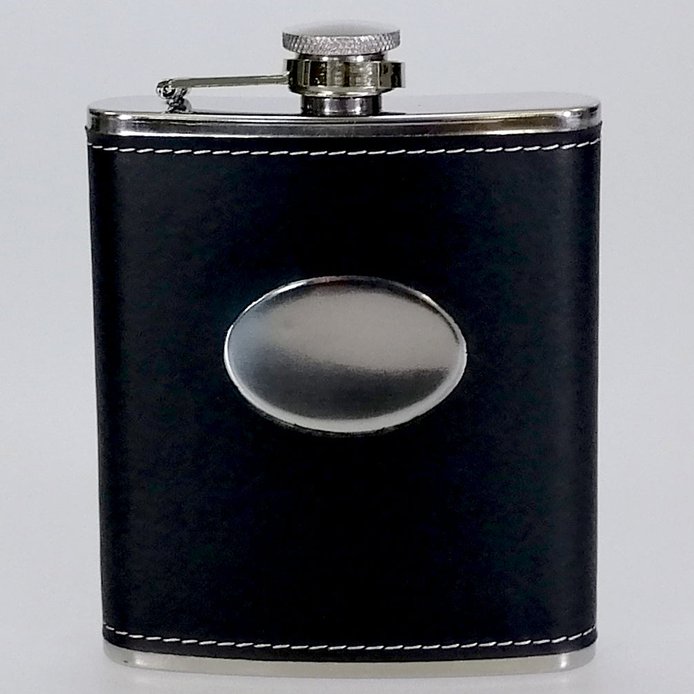 Black Faux Leather Hip Flask - 200ml