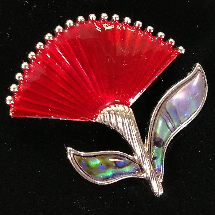 Pohutukawa Brooch with Paua