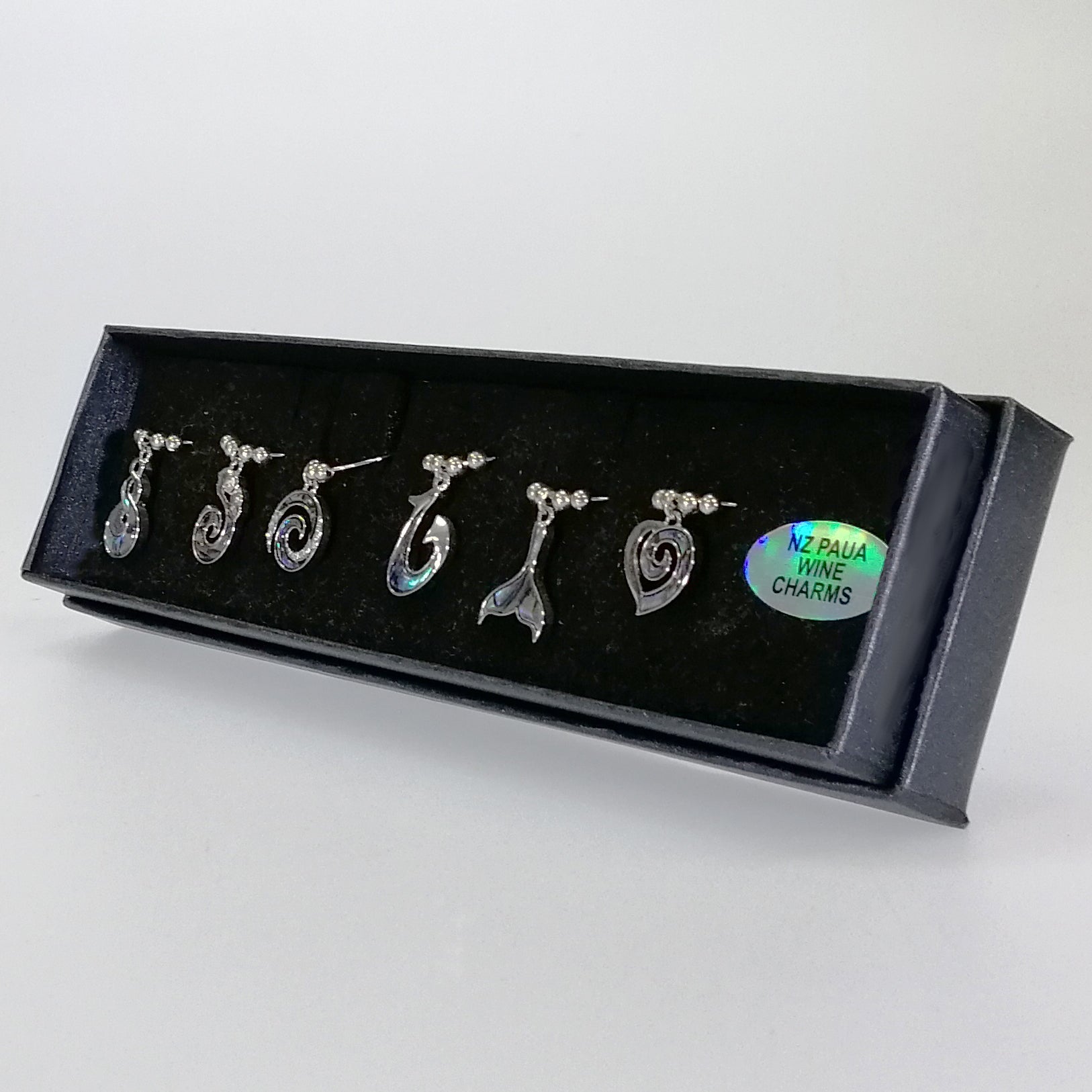 Paua Kiwiana Cultural Wine Charms - 6pc