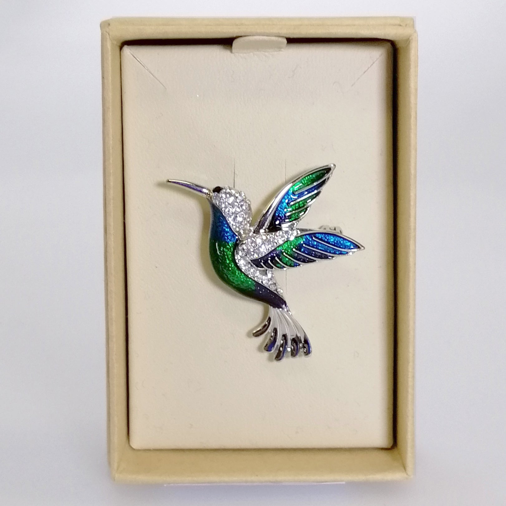 Kiwicraft - Blue & Green Hummingbird Brooch