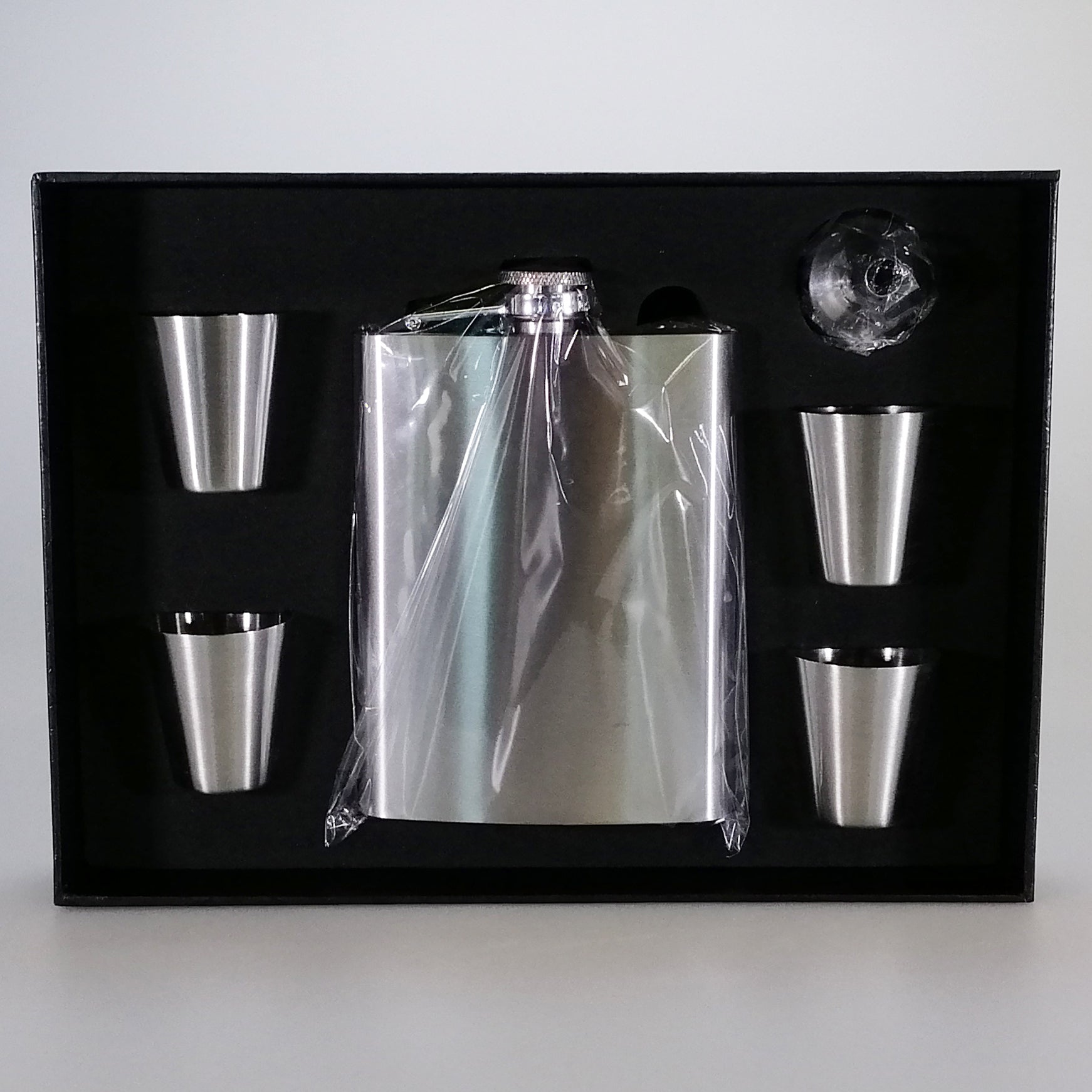 Stainless Steel Hip Flask & Shot Set - 250ml