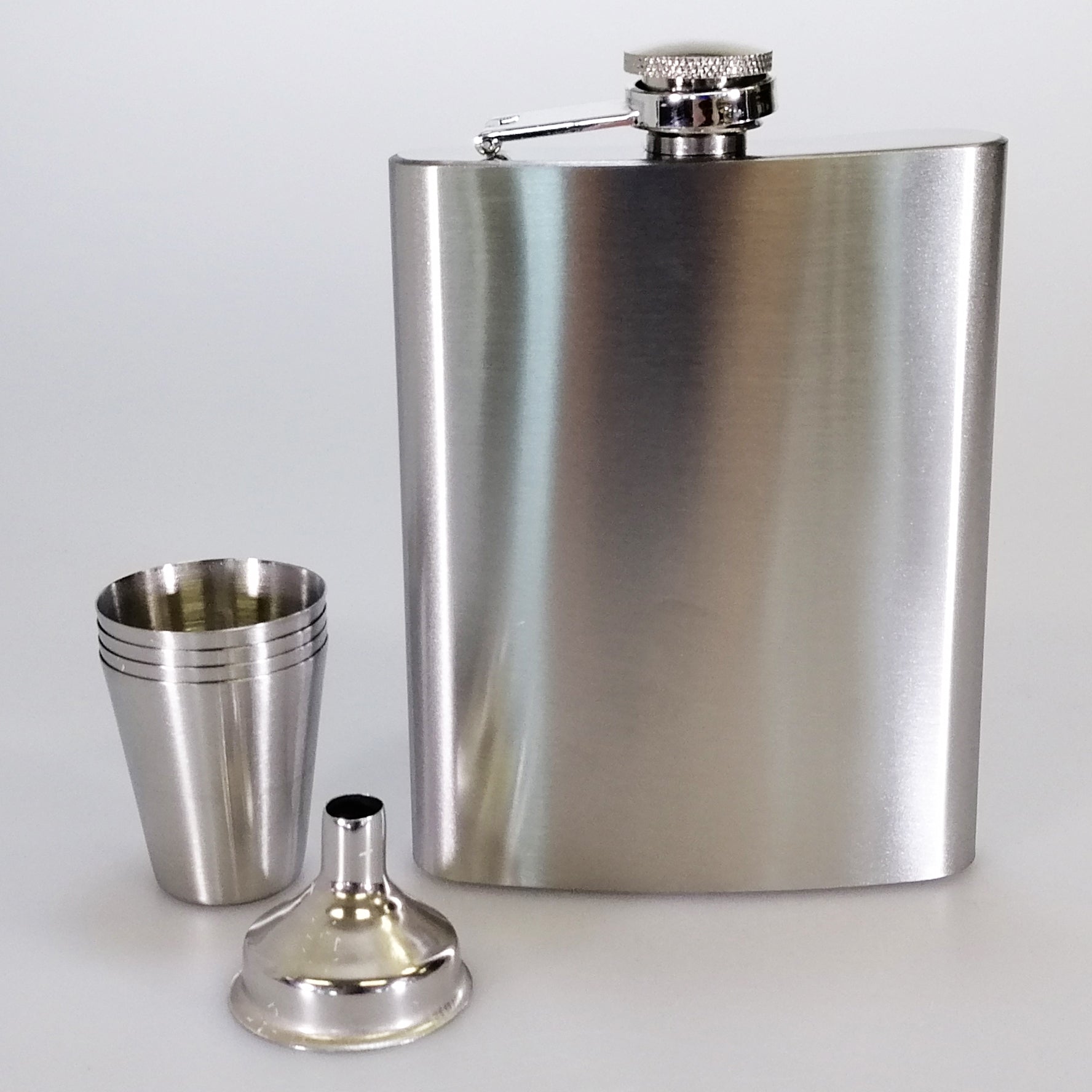 Stainless Steel Hip Flask & Shot Set - 250ml