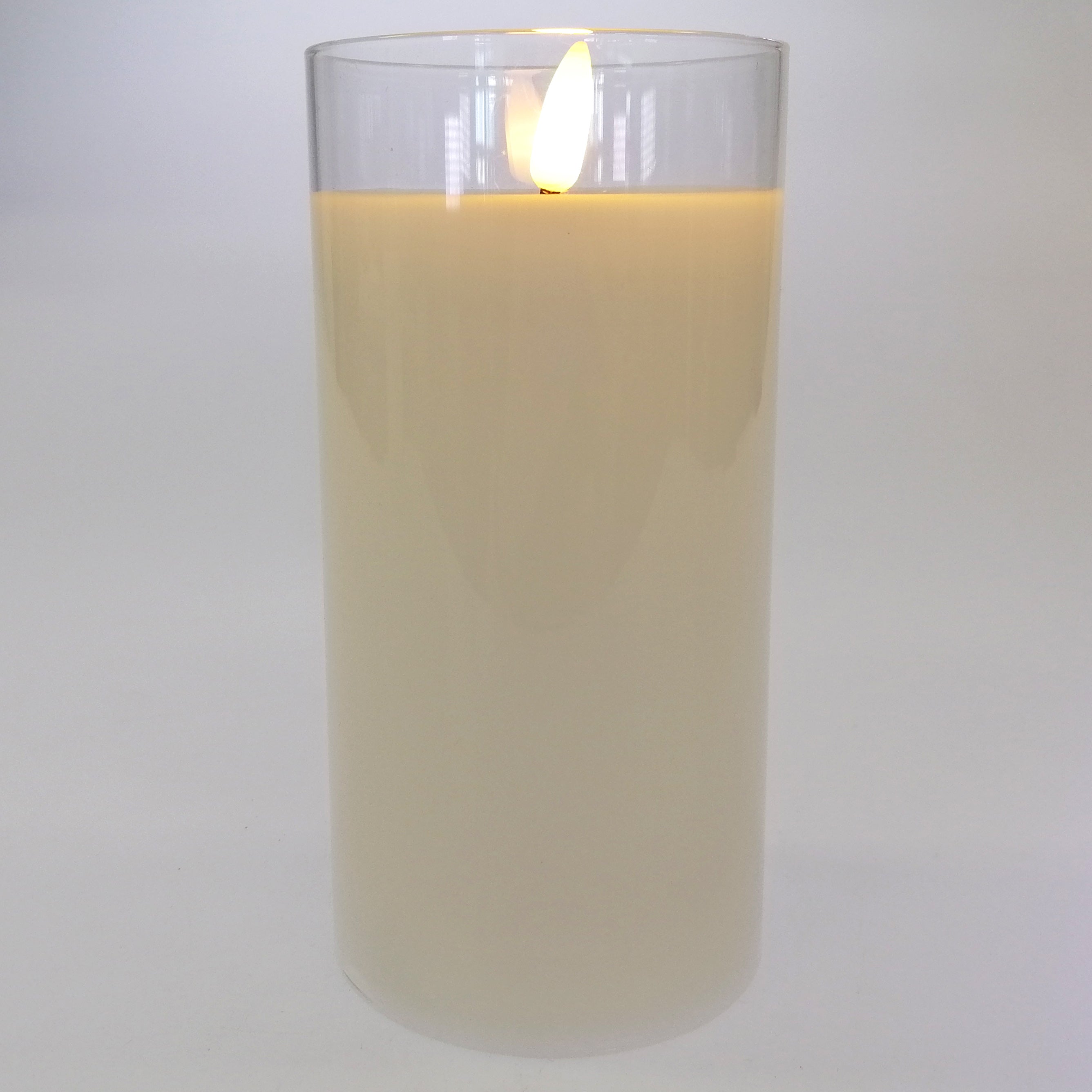 LED Glass Candle - 15cm