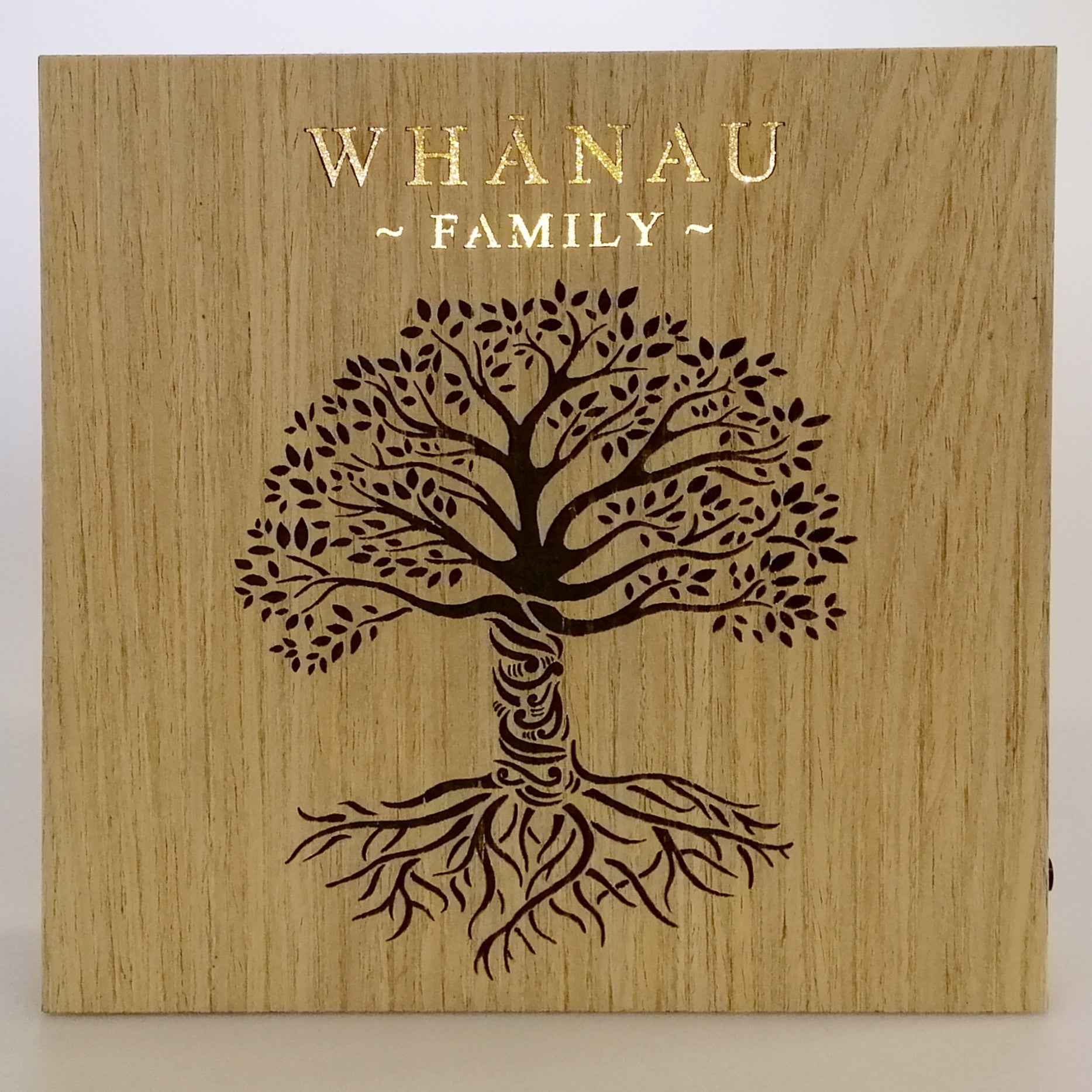 LED Kiwiana Block - 'Whanau - Family - Tree Roots'
