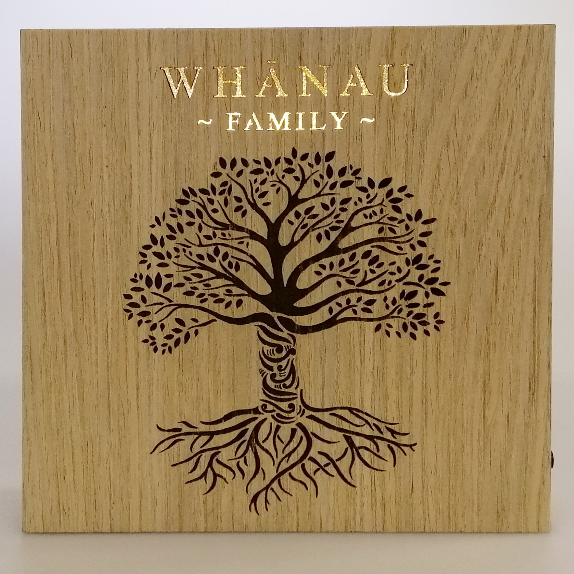LED Kiwiana Block - 'Whanau - Family - Tree Roots'