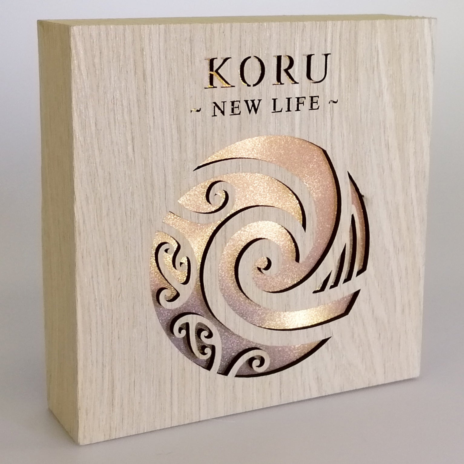 LED Kiwiana Block - 'Koru - New Life'