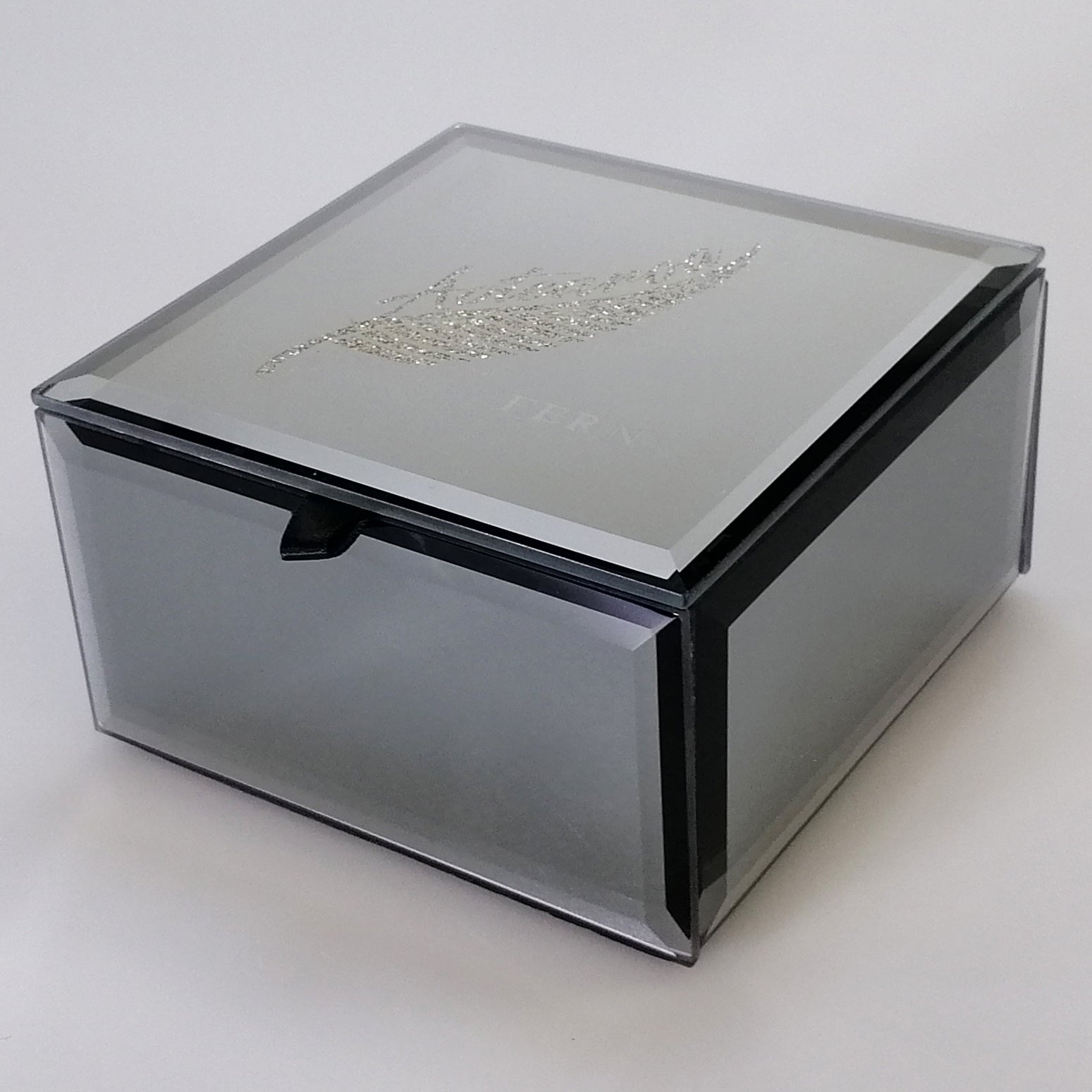 Mirror Multi-Crystal Fern Medium Trinket Box