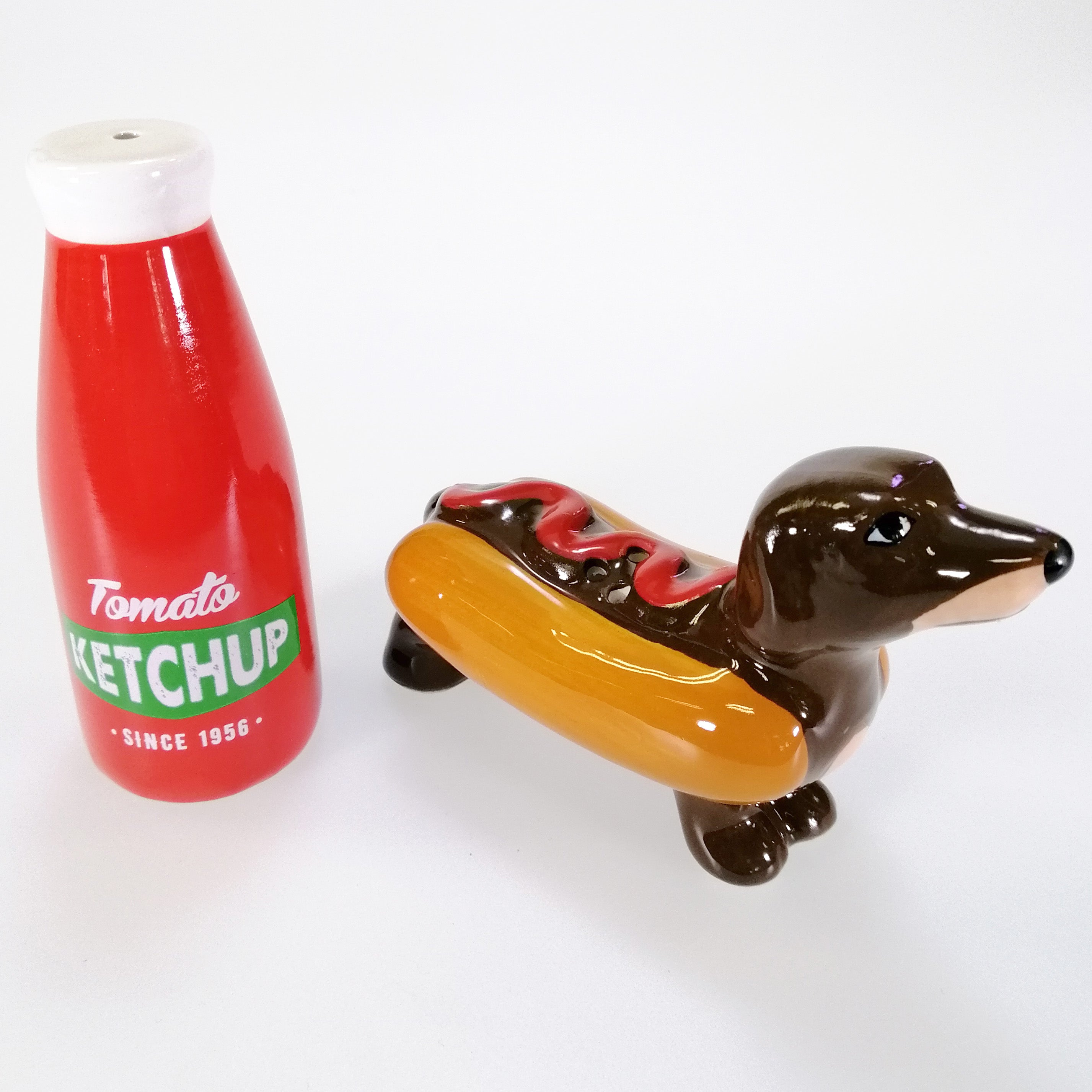 Sausage Dog & Ketchup' Collectible Ceramic Salt & Pepper Set