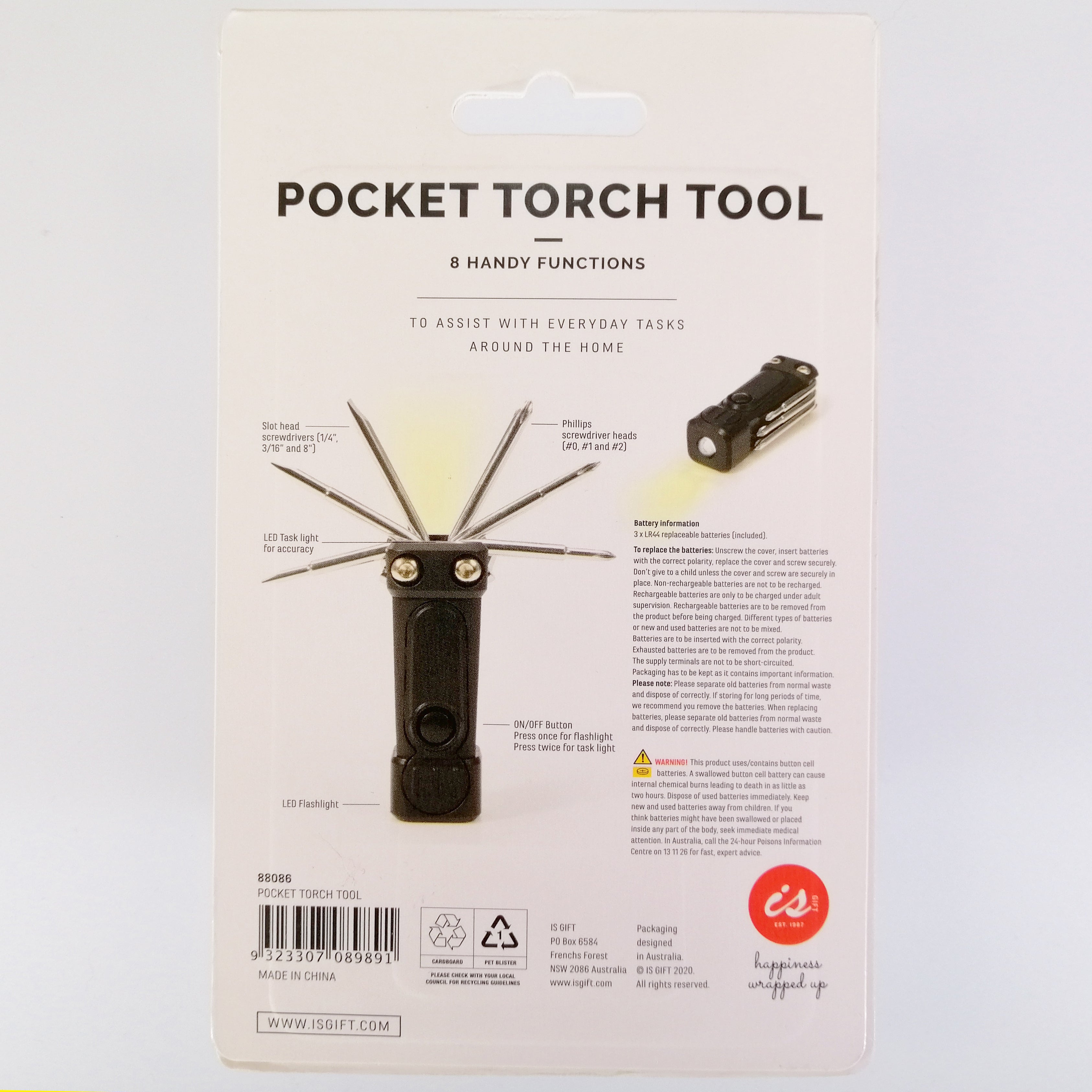 Pocket Torch with Eight Handy Functions